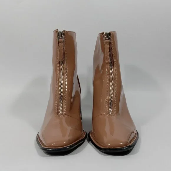 OPEN EDIT 'Chloe' Front Zip Carmel Color Tan Beige Boots Womens Size 7.5M - Picture 6 of 15